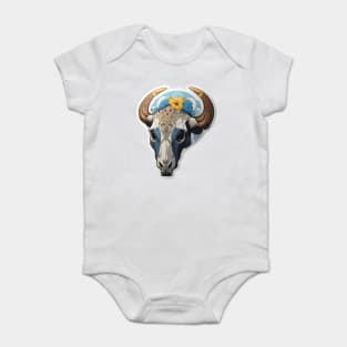 Beautiful cow skull with flower Baby Bodysuit